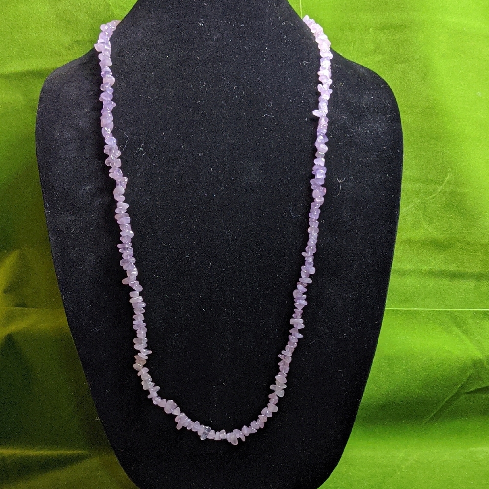 AVON Vintage Genuine Amethyst Quartz Necklace, 36", NOS